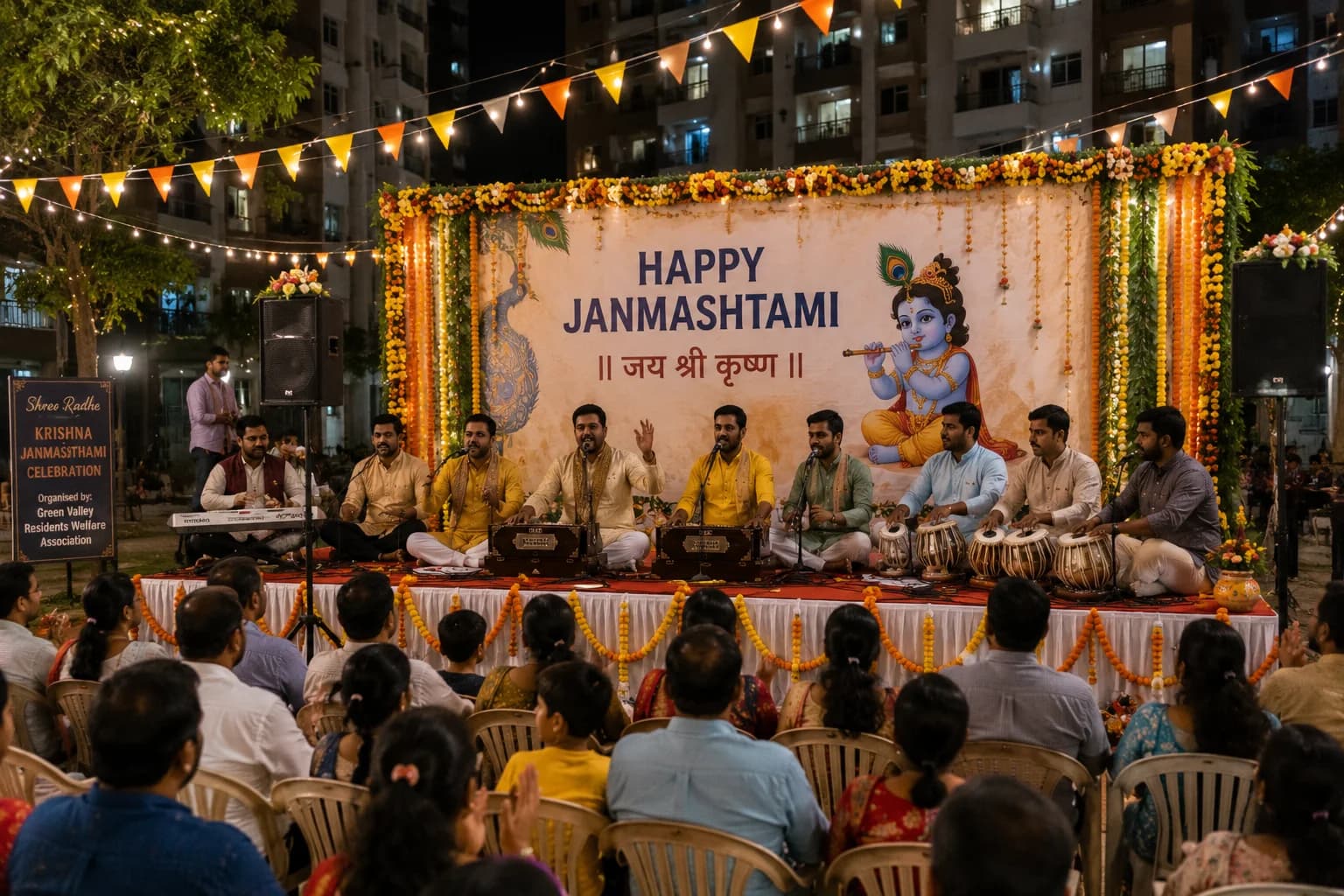 Housing society celebrating Janmashtami with live Kirtan